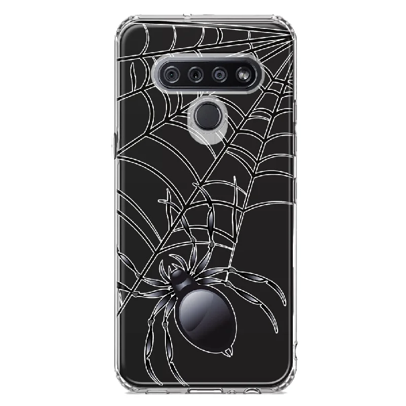 For LG Stylo 6 Creepy Black Spider Web Halloween Horror Spooky Design Hybrid Protective Phone Case Cover