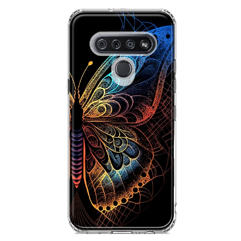 For LG Stylo 6 Mandala Geometry Abstract Butterfly Pattern Design Hybrid Protective Phone Case Cover