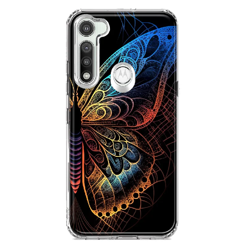 For Motorola Moto G Fast Mandala Geometry Abstract Butterfly Pattern Design Hybrid Protective Phone Case Cover