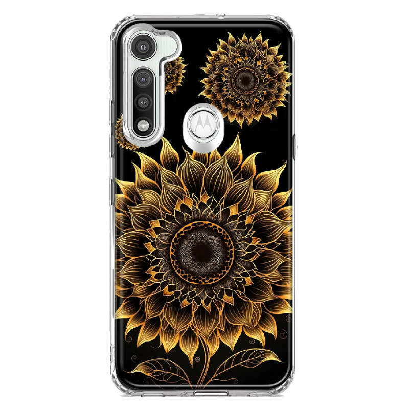 For Motorola Moto G Fast Mandala Geometry Abstract Sunflowers Pattern Design Hybrid Protective Phone Case Cover