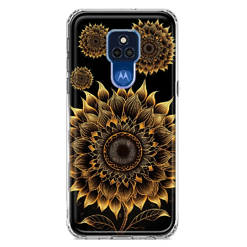 For Motorola Moto G Play 2021 Mandala Geometry Abstract Sunflowers Pattern Design Hybrid Protective Phone Case Cover