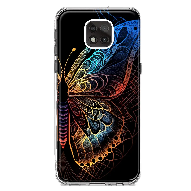 For Motorola Moto G Power 2021 Mandala Geometry Abstract Butterfly Pattern Design Hybrid Protective Phone Case Cover