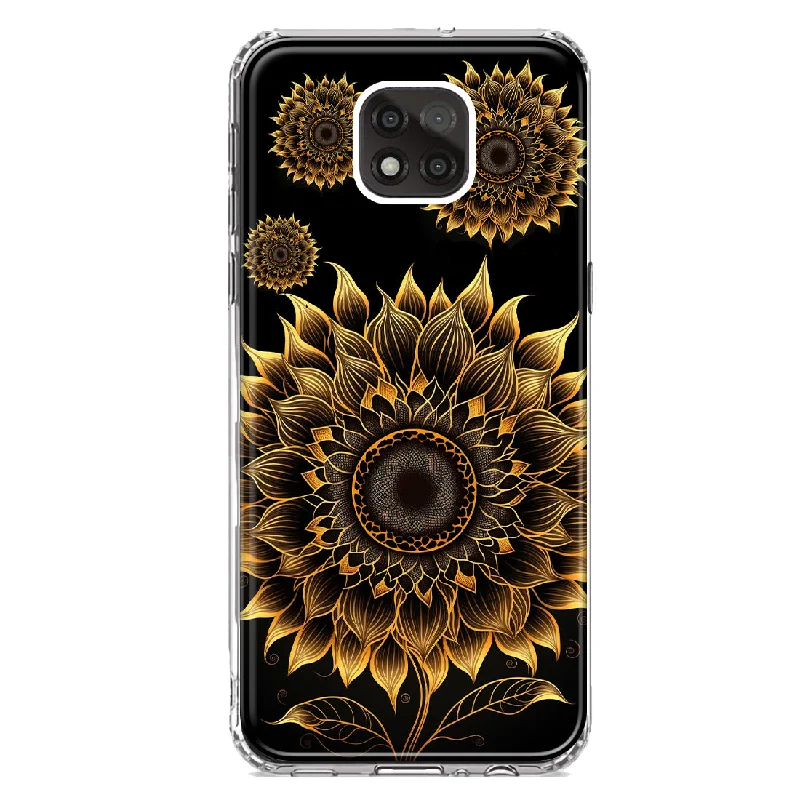 For Motorola Moto G Power 2021 Mandala Geometry Abstract Sunflowers Pattern Design Hybrid Protective Phone Case Cover