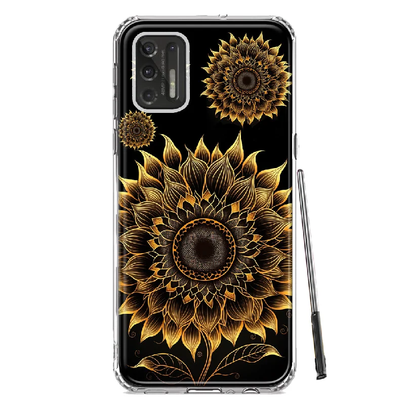 For Motorola Moto G Stylus 2021 Mandala Geometry Abstract Sunflowers Pattern Design Hybrid Protective Phone Case Cover