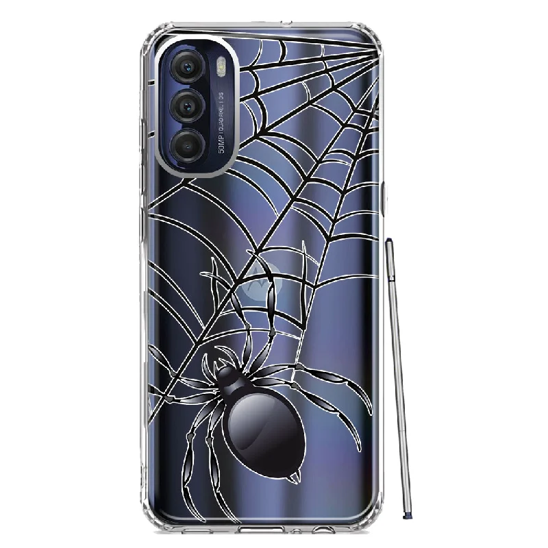 For Motorola Moto G Stylus 4G 2022 Creepy Black Spider Web Halloween Horror Spooky Design Hybrid Protective Phone Case Cover