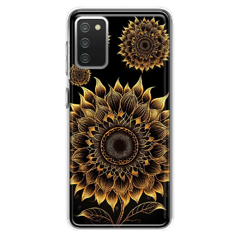 For Samsung Galaxy A02S Mandala Geometry Abstract Sunflowers Pattern Design Hybrid Protective Phone Case Cover