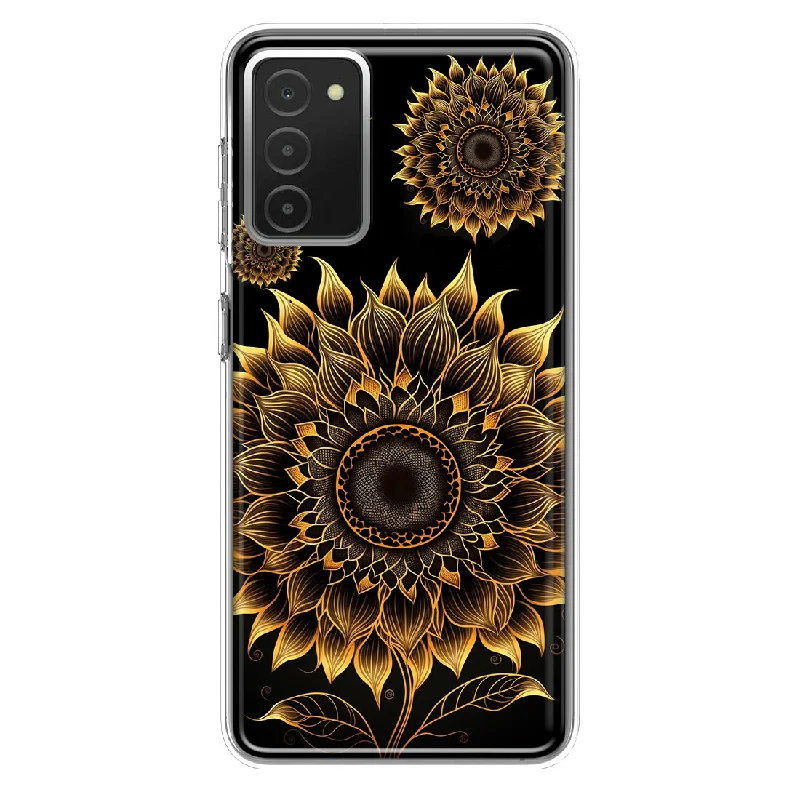 For Samsung Galaxy A03S Mandala Geometry Abstract Sunflowers Pattern Design Hybrid Protective Phone Case Cover