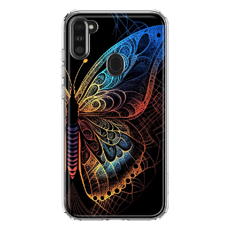 For Samsung Galaxy A11 Mandala Geometry Abstract Butterfly Pattern Design Hybrid Protective Phone Case Cover