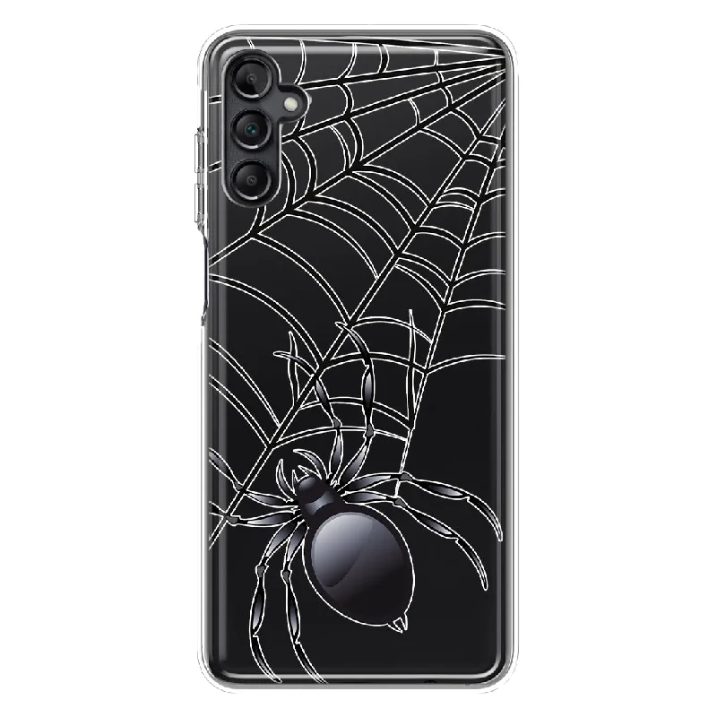 For Samsung Galaxy A13 Creepy Black Spider Web Halloween Horror Spooky Design Hybrid Protective Phone Case Cover