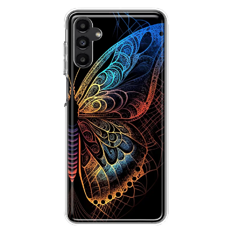 For Samsung Galaxy A13 Mandala Geometry Abstract Butterfly Pattern Design Hybrid Protective Phone Case Cover