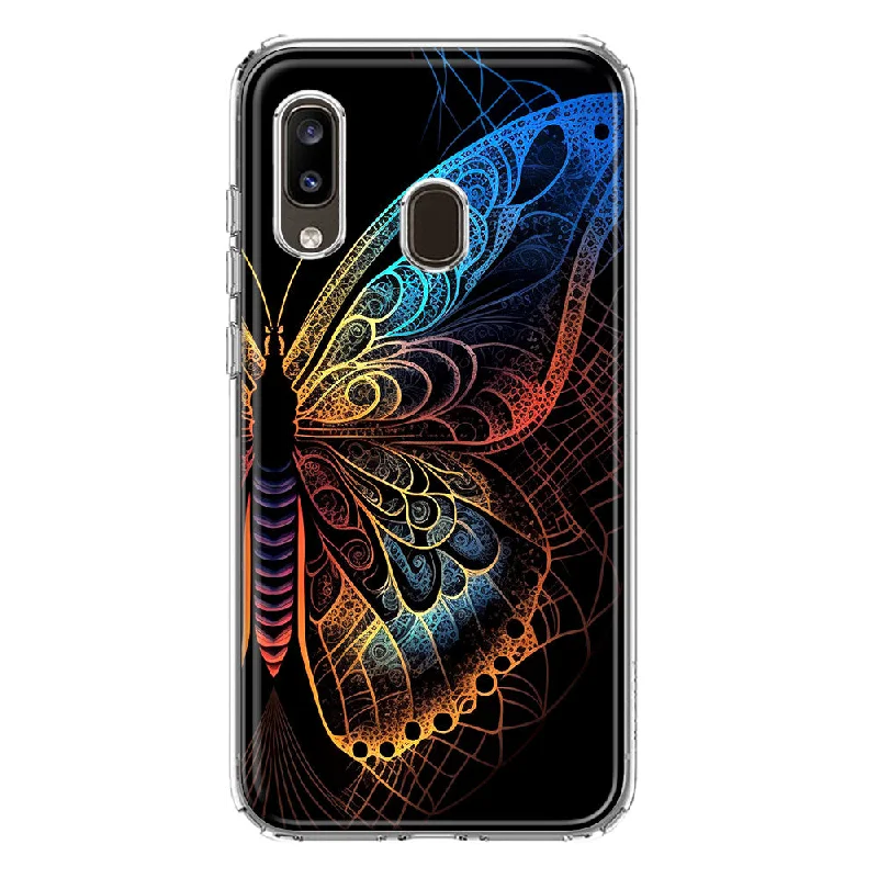 For Samsung Galaxy A20 Mandala Geometry Abstract Butterfly Pattern Design Hybrid Protective Phone Case Cover