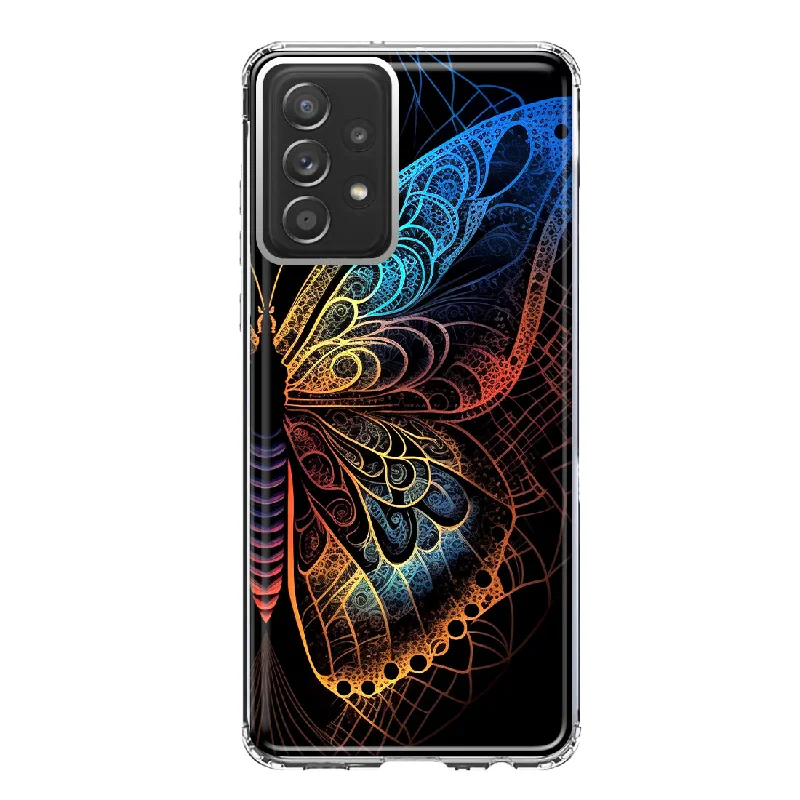 For Samsung Galaxy A52 Mandala Geometry Abstract Butterfly Pattern Design Hybrid Protective Phone Case Cover