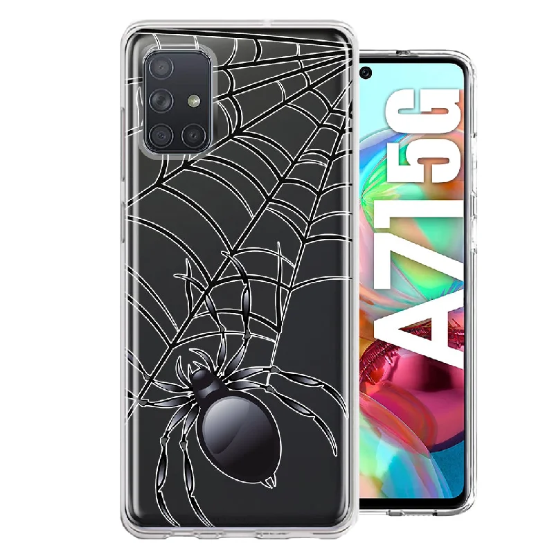 For Samsung Galaxy A71 4G Creepy Black Spider Web Halloween Horror Spooky Design Hybrid Protective Phone Case Cover