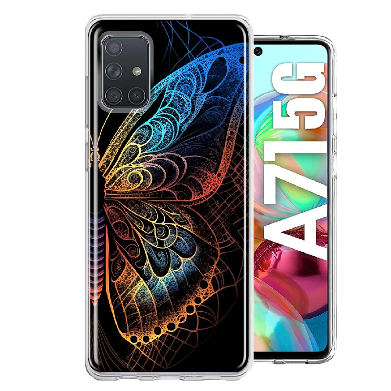 For Samsung Galaxy A71 5G Mandala Geometry Abstract Butterfly Pattern Design Hybrid Protective Phone Case Cover