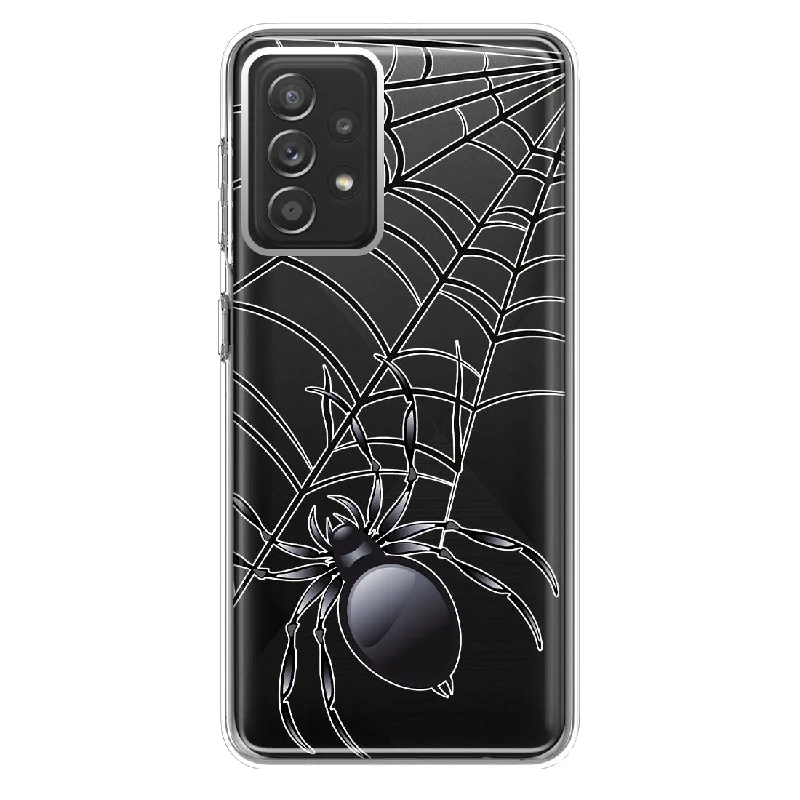 For Samsung Galaxy A72 Creepy Black Spider Web Halloween Horror Spooky Design Hybrid Protective Phone Case Cover