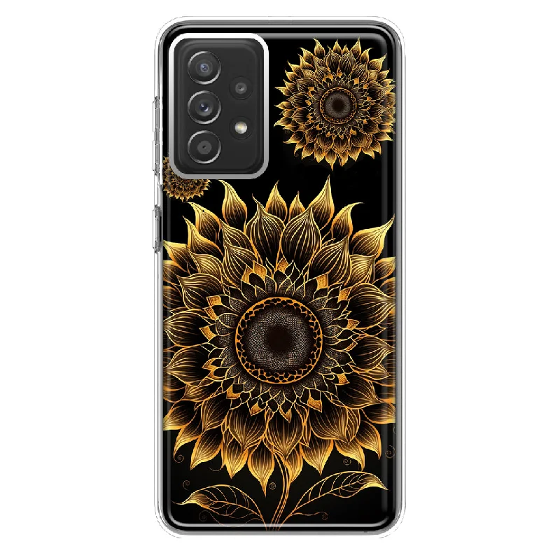 For Samsung Galaxy A72 Mandala Geometry Abstract Sunflowers Pattern Design Hybrid Protective Phone Case Cover