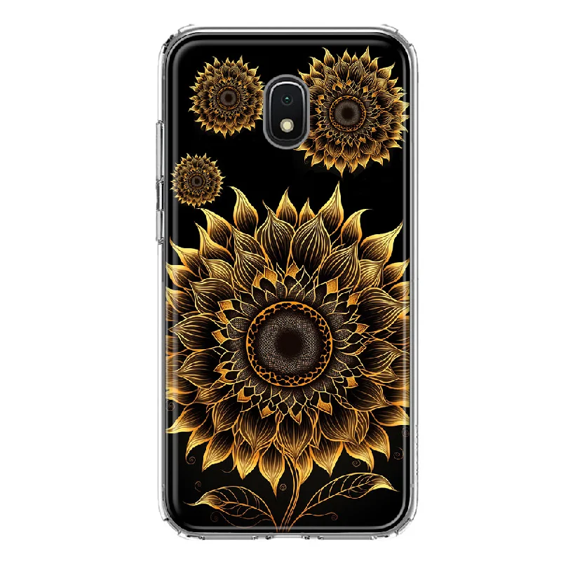 For Samsung Galaxy J7 (2018) Star/Crown/Aura Mandala Geometry Abstract Sunflowers Pattern Design Hybrid Protective Phone Case Cover