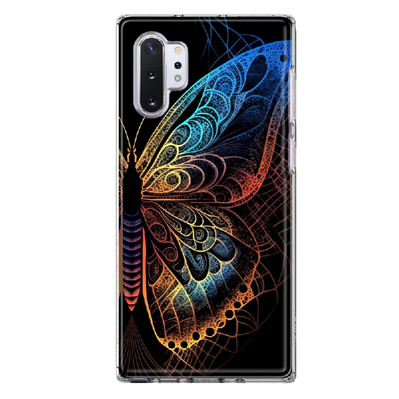 For Samsung Galaxy Note 10 Plus Mandala Geometry Abstract Butterfly Pattern Design Hybrid Protective Phone Case Cover