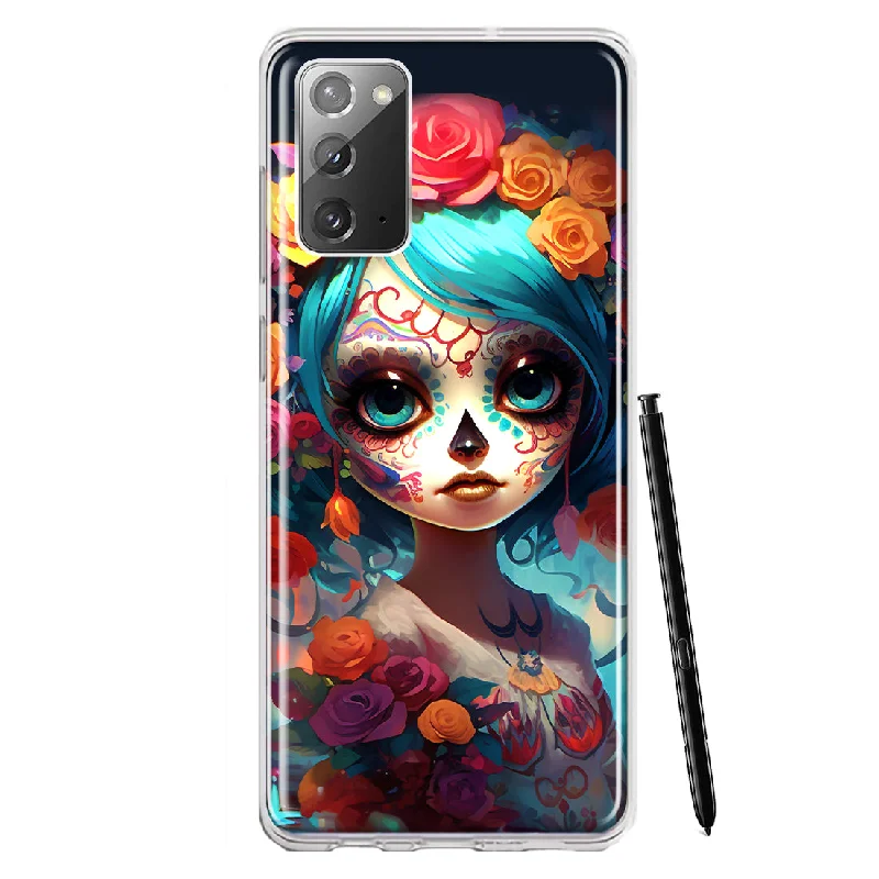 For Samsung Galaxy Note 20 Halloween Spooky Colorful Day of the Dead Skull Girl Design Hybrid Protective Phone Case Cover