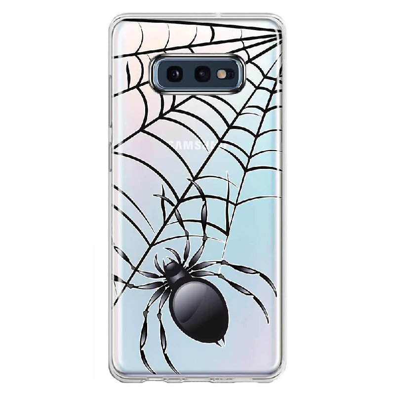 For Samsung Galaxy S10e Creepy Black Spider Web Halloween Horror Spooky Design Hybrid Protective Phone Case Cover