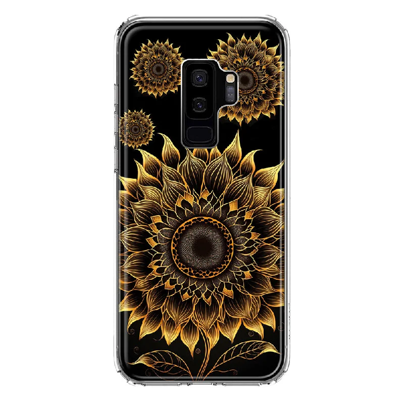 For Samsung Galaxy S9 Plus Mandala Geometry Abstract Sunflowers Pattern Design Hybrid Protective Phone Case Cover