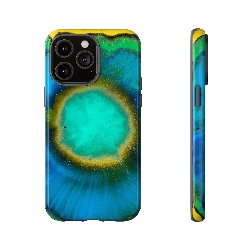 Neon Blue Ink Art - Protective Phone Case